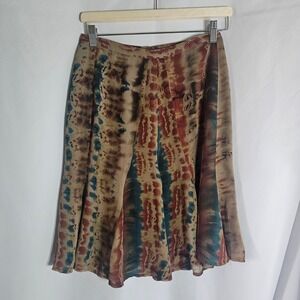 ANNE KLEIN NEW YORK Silk Tie Dye Midi Skirt Women Size 4P